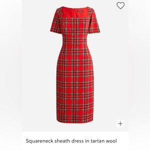 NWT JCrew Squareneck sheath dress in tartan wool